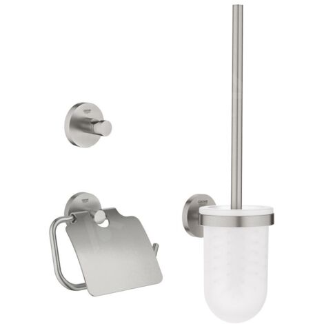 Grohe QuickFix Start - Set d’accessoires pour toilette 3 en 1, supersteel 41204DC0