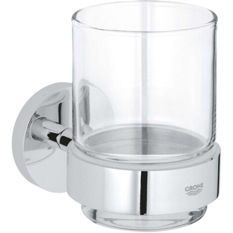 Grohe QuickFix Start - Verre pour brosses à dents et dentifrice avec support, verre/chrome 41194000