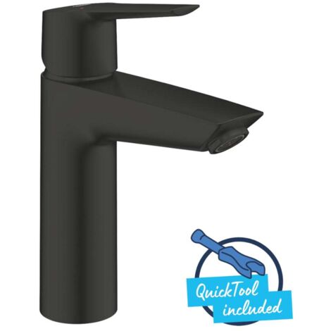 Grohe QuickFix Start - Waschtischarmatur mit Push-Open-Ablauf, schwarz matt 242042432