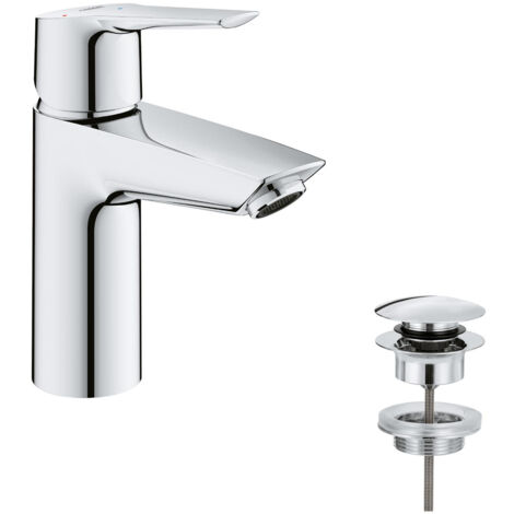 Grohe QuickFix Start - Waschtischarmatur mit Push-Open Ablaufgarnitur, CoolStart, Chrom 23551002