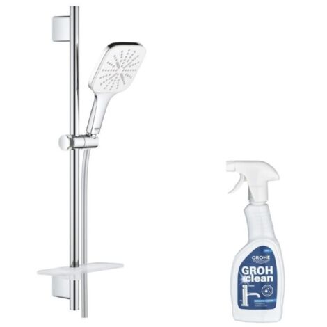 GROHE Quickfix Vitalio Smartactive 130 Rociador de ducha de 3 chorros con barra y tablet + limpiador GrohClean