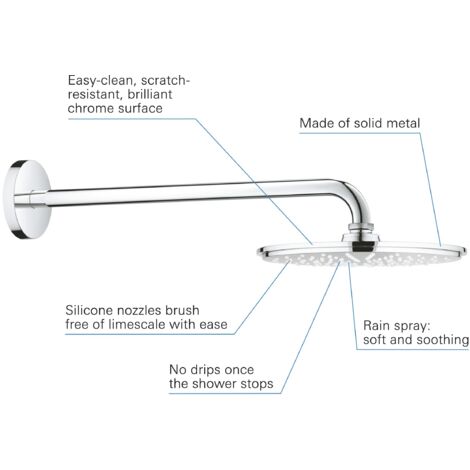 Grohe Rainshower Cosmopolitan 210 Set soffione e braccio doccia 422 mm, 1 getto, cromo (26171000)