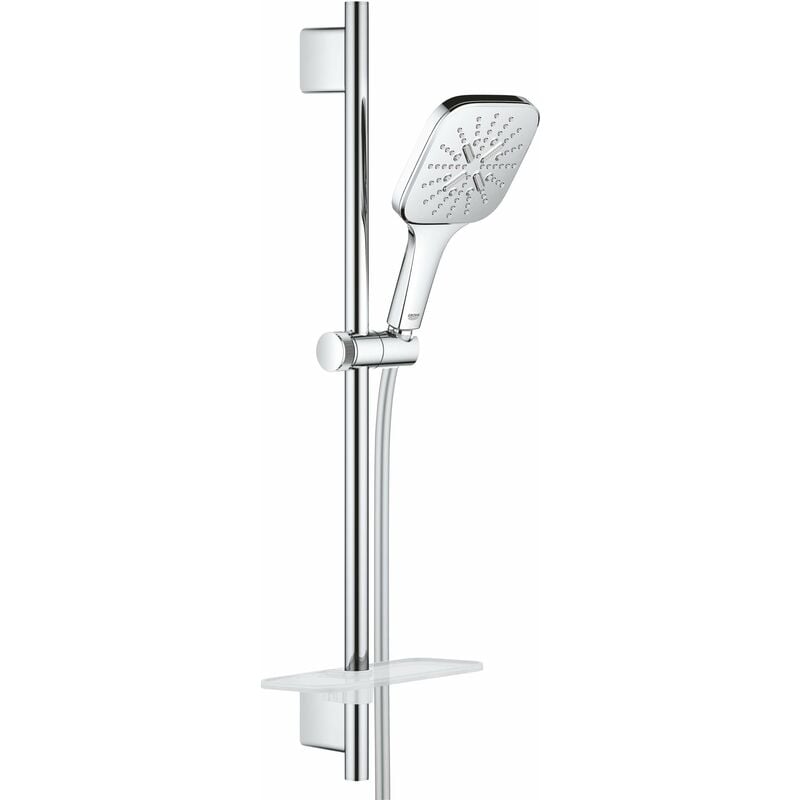 Grohe - Rainshower SmartActive Cube - Set de douche de tête 130 9,5 l/min, 3 jets, barre 60 cm et flexible, chrome 26584000