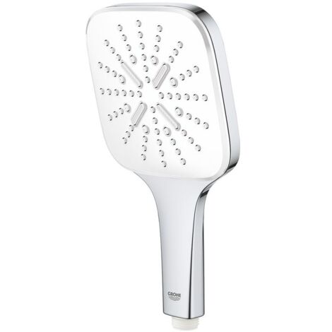 Grohe Rainshower SmartActive 130 Cube Handbrause, Moon White/Chrom, Brauseboden Moon White, 3 Strahlarten, 3bar 8,5l/min