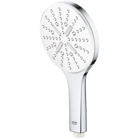Grohe Rainshower SmartActive 130 Handbrause, Moon White/Chrom, Brauseboden Moon White, 3 Strahlarten