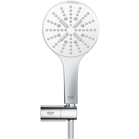 Grohe Rainshower SmartActive 130 Wandhalterset, Moon White/Chrom, 3 Strahlarten, verstellbar, Silverflex 1500mm, 8,5l/min