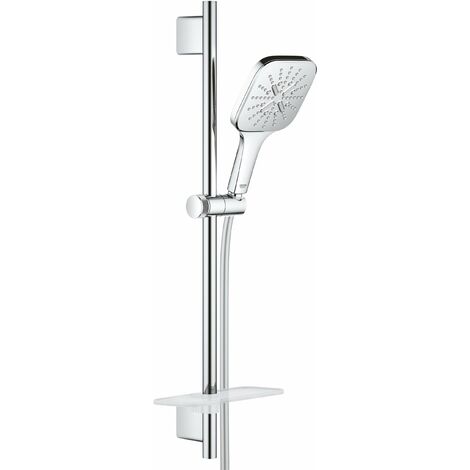 Grohe Rainshower SmartActive Cube - Set doccetta 130 9,5 l/min, 3 getti, asta 60 cm e flessibile, cromo 26584000