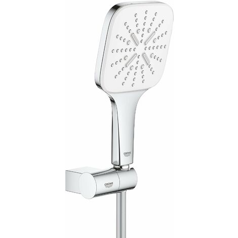 Grohe Rainshower SmartActive Cube - Set doccetta 130 9,5 l/min, 3 getti, supporto e flessibile, bianco luna 26588LS0