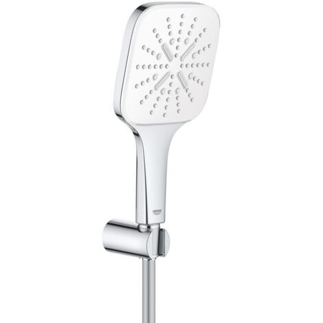 Grohe Rainshower SmartActive Cube - Set doccetta 130 9,5 l/min, 3 getti, supporto e flessibile, bianco luna 26589LS0