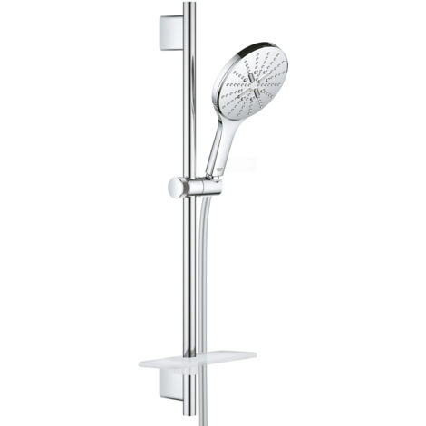 Grohe Rainshower SmartActive - Set de douche de tête 150, 3 jets, barre 60 cm et flexible, blanc chrome 26591000