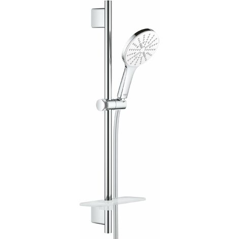 Grohe Rainshower SmartActive - Set doccetta 130 9,5 l/min, 3 getti, asta 60 cm e flessibile, bianco luna 26577LS0