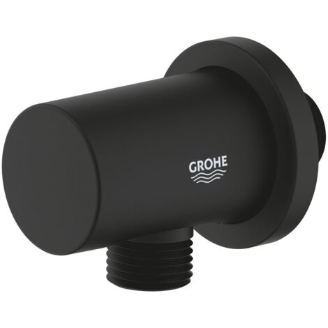 Grohe Rainshower Wandanschlussbogen runde Rosette Phantom Black, Außengewinde 1/2", mit Halter