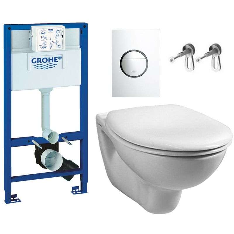 Grohe Rapid 1m Dual Flush Cistern Frame 38765 Nova Plate & Wal Hung Toilet Pan
