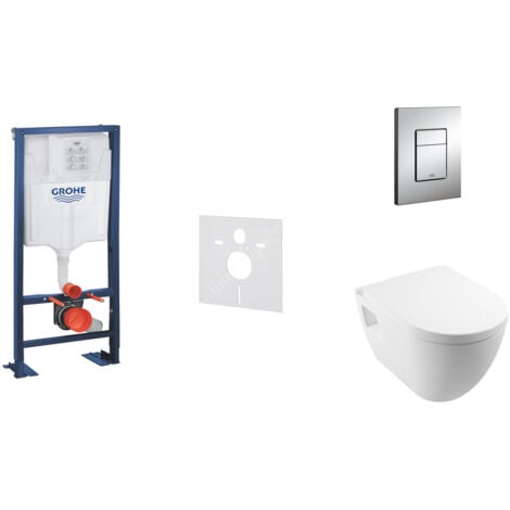 Grohe Rapid SL + Cuvette rimless SM26/abattant frein de chute + Plaque de commande + Set d'isolation phonique (AutoportantSM26)