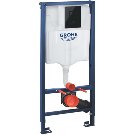 Grohe Rapid SL - Installation pré-murale avec réservoir pour les toilettes suspendues, bouton Skate Cosmopolitan, noir brillant 39940000