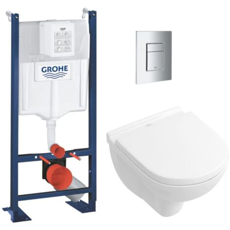 Grohe RAPID SL Pack Bâti-support + Cuvette suspendue + Abattant  + Plaque chrome (PROJECTO.NOVO49-1)
