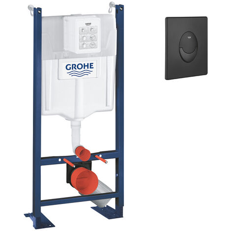 Grohe RAPID SL Project bâti support autoportant pour WC, 1.13 M + Plaque de commande double touche, noir mat (39145000)