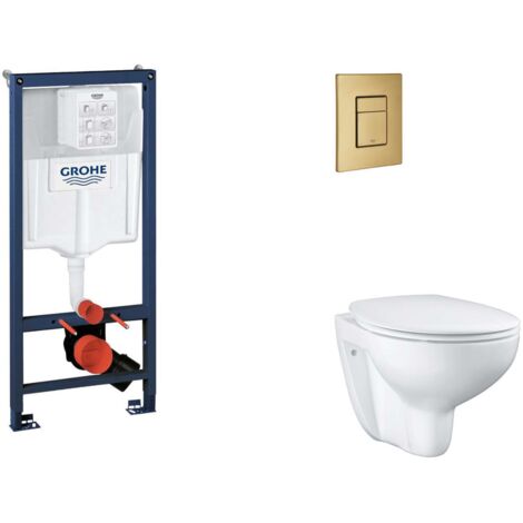 Grohe Rapid SL - Set bâti-support, cuvette, abattant SoftClose, plaque de déclenchement Skate Cosmopolitan, Cool Sunrise brossé SANI11BB4121