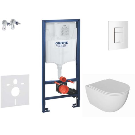 Grohe Rapid SL - Set con modulo di installazione, vaso WC Oudee e copriwater softclose, placca di comando Skate Cosmopolitan, bianco alpino SANI11BA3101