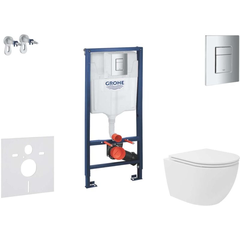Grohe - Rapid sl - Set de bâti-support, cuvette compacte Oudee Vortex et abattant softclose, plaque de déclenchement Skate Cosmopolitan, chrome