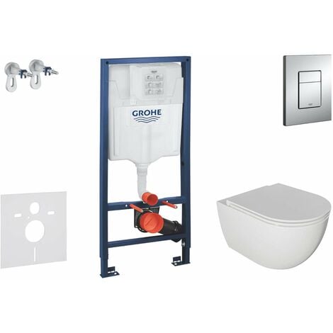 Grohe Rapid SL - Set de bâti-support, cuvette Oudee et abattant softclose, plaque de déclenchement Skate Cosmopolitan, chrome SANI11BA1104