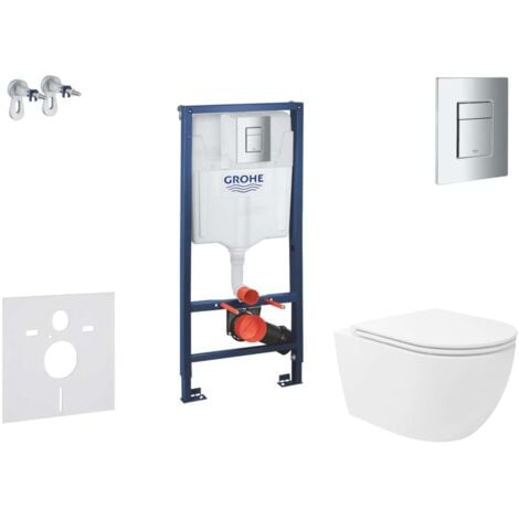 Grohe Rapid SL - Set de bâti-support, cuvette Oudee Vortex et abattant softclose, plaque de déclenchement Skate Cosmopolitan, chrome SANI11BA3109