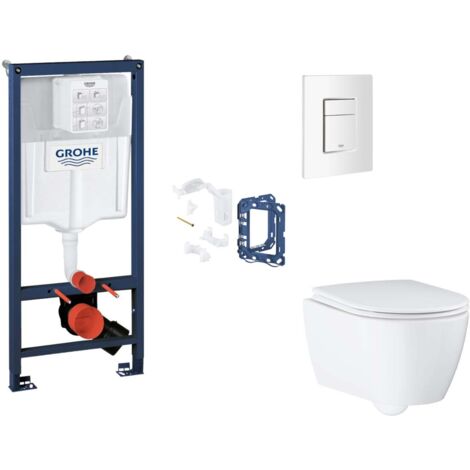 Grohe Rapid SL - Set Vorwandelement, WC mit Softclose-Sitz, Betätigungsplatte Skate Cosmopolitan und Fresh Umrüstset, Alpinweiß SANI11BB3154