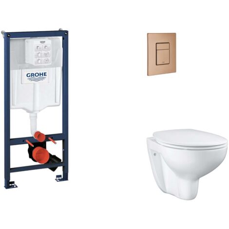Grohe Rapid SL - Set Vorwandelement, WC mit Softclose-Sitz und Skate Cosmopolitan-Betätigungsplatte, Warm Sunset gebürstet SANI11BB4123