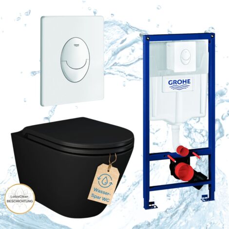 Grohe Rapid SL Vorwandelement Nero WC spülrandlos schwarz Komplettset Drücker weiß