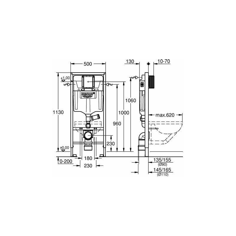 Grohe Rapid Sl Wand Wc Element Spulkasten Gd 2 Spulrohr Fur