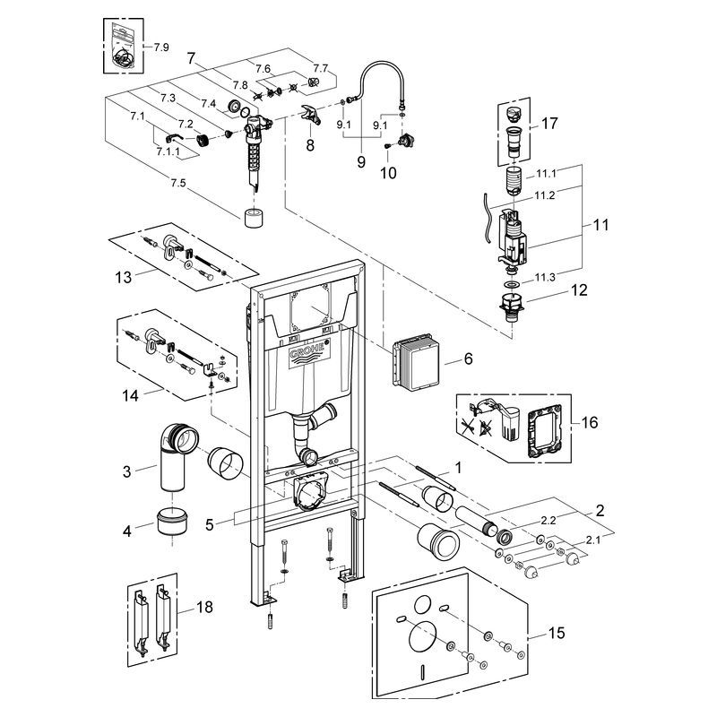 Grohe Rapid Sl Wand Wc Element Spulkasten Gd 2 Spulrohr Fur