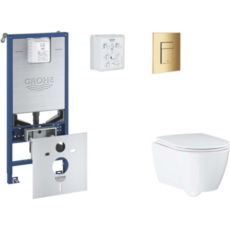Grohe Rapid SLX - Set bâti-support, cuvette, abattant SoftClose, plaque de déclenchement Skate Cosmopolitan, Cool Sunrise SANI11BB4117