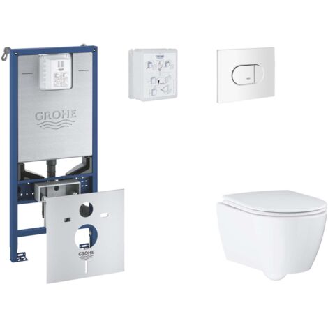 Grohe Rapid SLX - Set con modulo d'installazione per WC a parete, copriwater WC SoftClose, placca di comando Arena Cosmopolitan, bianco alpino SANI11BB3116