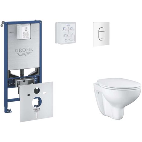 Grohe Rapid SLX - Set con modulo d'installazione per WC a parete, copriwater WC SoftClose, placca di comando  Arena Cosmopolitan S, bianco alpino SANI11BB3102