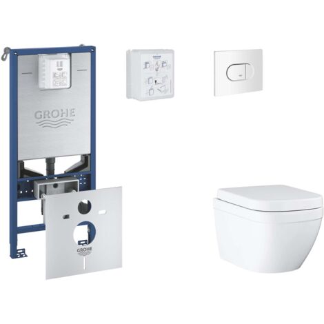 Grohe Rapid SLX - Set Vorwandelement, WC mit Softclose-Sitz und Arena Cosmopolitan-Betätigungsplatte, Triple Vortex, Alpinweiß SANI11BB3108