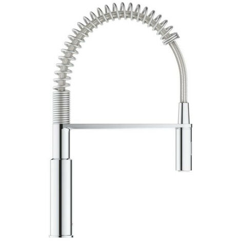Grohe – Robinet évier de cuisine mitigeur monocommande 2 jets – Douchette extractible professionnelle – Finition métal – Design moderne