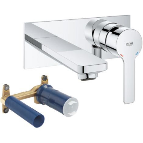 Grohe – Robinet lavabo mural chromé – Corps encastré – Longueur bec 14.9 cm – Débit réduit 5 l/min avec technologie EcoJoy
