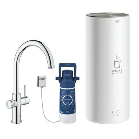 Grohe Robinet Red Duo et chauffe-eau taille L, C- bec verseur, Coloris: acier super - 30079DC1