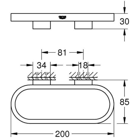 Grohe Selection Handtuchring und Halter, Hard Graphite gebürstet, 200mm für Seifenschale und Duschablage