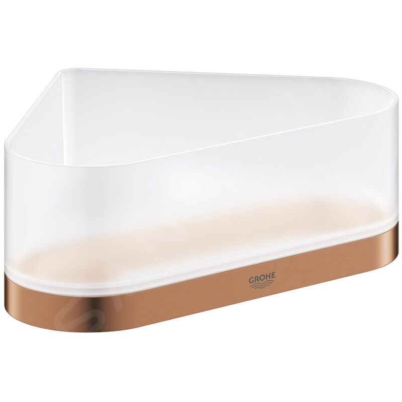 Selection - Tablette de douche, avec support, d'angle, verre/Warm Sunset brossé 41038DL0 - Grohe