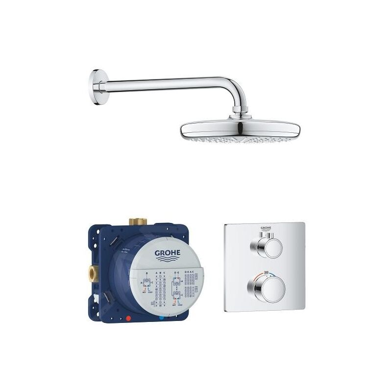 Grohtherm - Set de douche Tempesta 210 avec robinet de douche thermostatique encastré, chrome 34728000 - Grohe