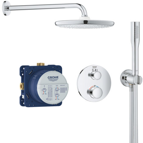 Grohe Set doccia da incasso Grohtherm con miscelatore termostatico, soffione e doccetta XXL 250, cromo (34727000-XXL2)