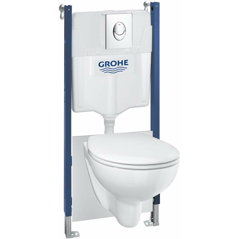 Grohe - Solido - Set con modulo di installazione, vaso Bau Ceramic e copriwater softclose, placca di comando Start, cromo 39419000