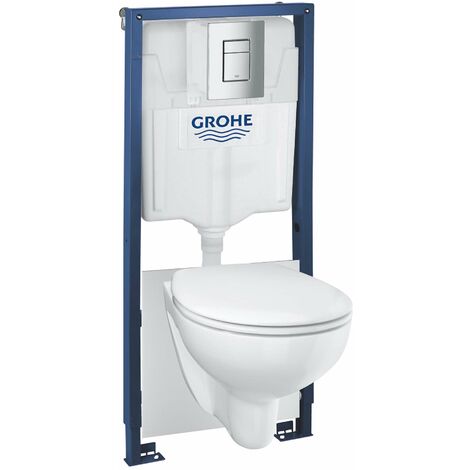 Grohe Solido - Set de bâti-support, cuvette Bau Ceramic et abattant softclose, plaque de déclenchement Skate Cosmopolitan, chrome 39586000