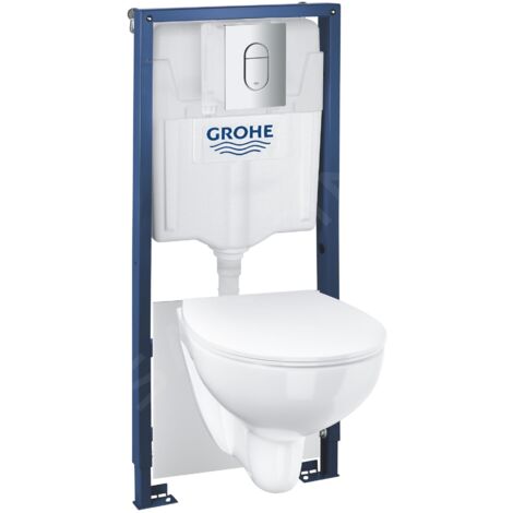 Grohe Solido - Set de bâti-support, cuvette Euro Ceramic et abattant softclose, plaque de déclenchement Arena Cosmopolitan,