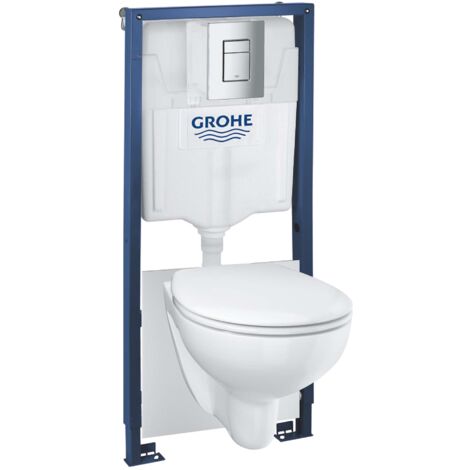 Grohe Solido - Vorwandinstallationsset, Klosett Bau Ceramic und WC Sitz softclose, Betätigungsplatte Skate Cosmopolitan, verchromt 39586000