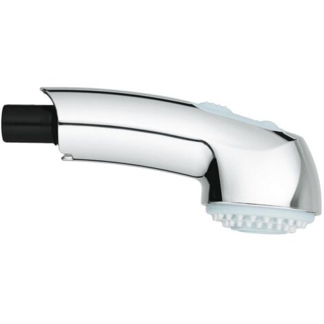 Grohe Spülbrause Chrom/Grau, herausziehbare Spülbrause mit 2 Strahlarten, Außengewinde, variabel einstellbare Mengenbegrenzung