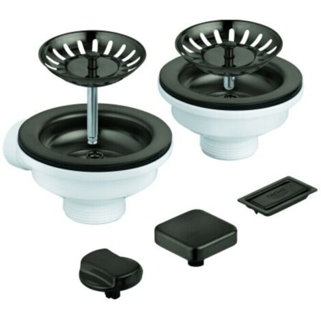 Grohe Spülen-Ablaufgrt. 40998 2 Becken mit Exzenter hard graphite gebürstet