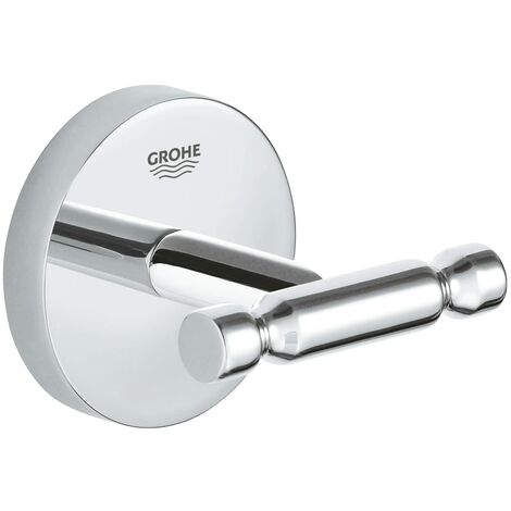 GROHE Start Cosmopolitan QuickFix, Gancio per accappatoio (metallo, fissaggio nascosto, viti e tasselli inclusi, montaggio facile QuickGlue), misura 55 mm, Cromo, 41168000