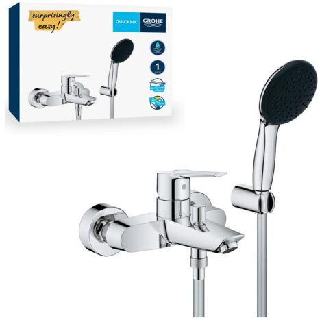 Grohe Start Einhandwandarmatur (Wandmontage, Mengenbegrenzung Temperaturbegrenzer, S-Anschlüsse, Kleben o. Bohren chrom 25283002